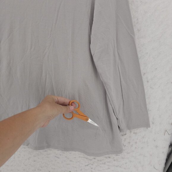 EILEEN FISHER Light Gray Long Sleeve A-Line Tee PETITE LARGE - READ! - Picture 3 of 8